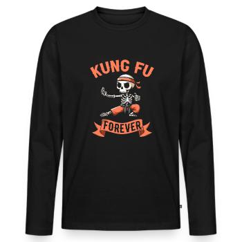Kung Fu Skelett - Männer Premium Bio Langarmshirt - Schwarz - Vorne - Nico (187cm)