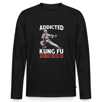 Kung Fu Skeleton - Men's Premium Organic Long Sleeve Shirt - black - Front - Nico (187cm)