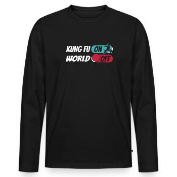 Kung Fu Kung Fu On World Off - Männer Premium Bio Langarmshirt - Schwarz - Vorne - Nico (187cm)