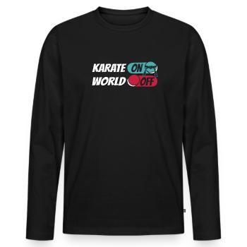 Karaté Karaté sur World Off - T-shirt manches longues Premium bio Homme - noir - Devant - Nico (187cm)