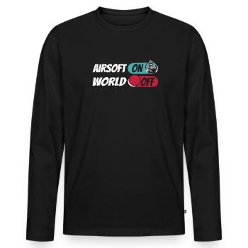 Airsoft Airsoft sur World Off - T-shirt manches longues Premium bio Homme - noir - Devant - Nico (187cm)