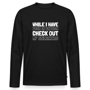 Sneakers - Men's Premium Organic Long Sleeve Shirt - black - Front - Nico (187cm)