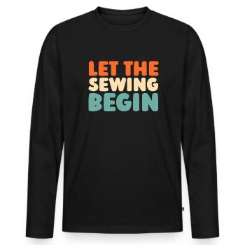 Sewing Sewing Machine - Men's Premium Organic Long Sleeve Shirt - black - Front - Nico (187cm)