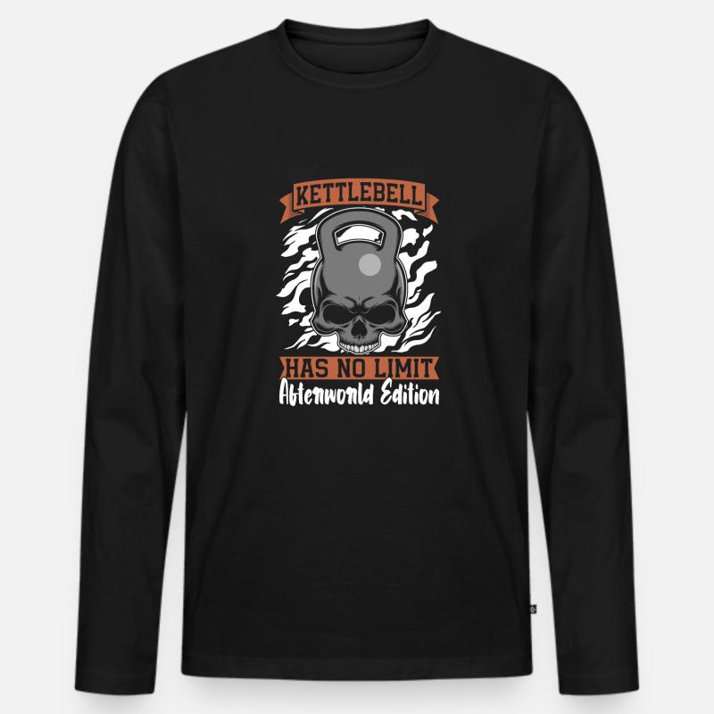 Kettlebell Schädel - Männer Premium Bio Langarmshirt - Schwarz