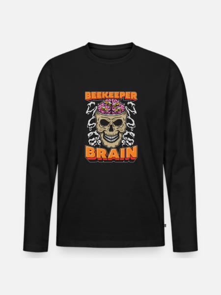 Beekeeper Beekeeper Skull Beekeeper Brain - Men's Premium Organic Long Sleeve Shirt - black