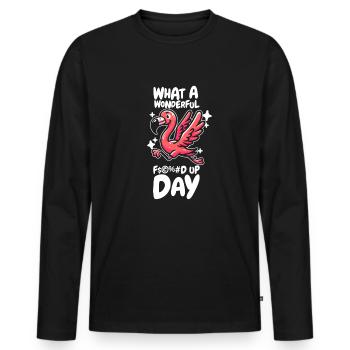 Flamingo Drôle Fucked Up Day - T-shirt manches longues Premium bio Homme - noir - Devant - Nico (187cm)
