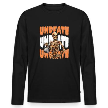 Kettlebell Skeleton Undeath - Men's Premium Organic Long Sleeve Shirt - black - Front - Nico (187cm)