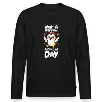 Poule Poulet Drôle Jour Foutu En Sac - T-shirt manches longues Premium bio Homme - noir - Devant - Nico (187cm)