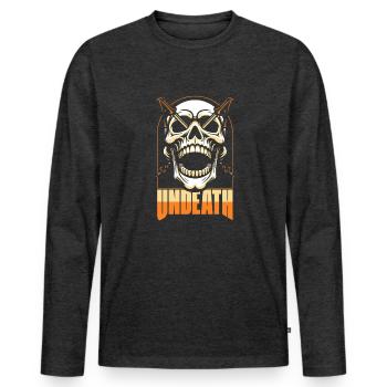 Hiking Wanderer Skull Undeath - Men's Premium Organic Long Sleeve Shirt - heather anthracite - Front - Nico (187cm)