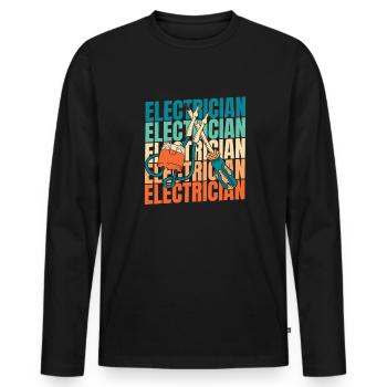 Electrician Electronics Technician - Men's Premium Organic Long Sleeve Shirt - black - Front - Nico (187cm)