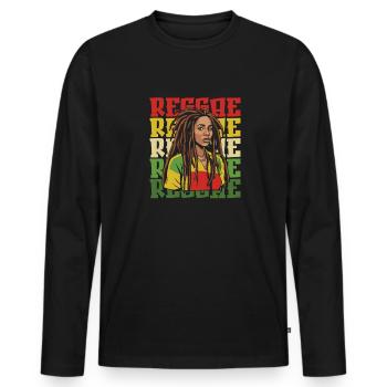Reggae - Men's Premium Organic Long Sleeve Shirt - black - Front - Nico (187cm)
