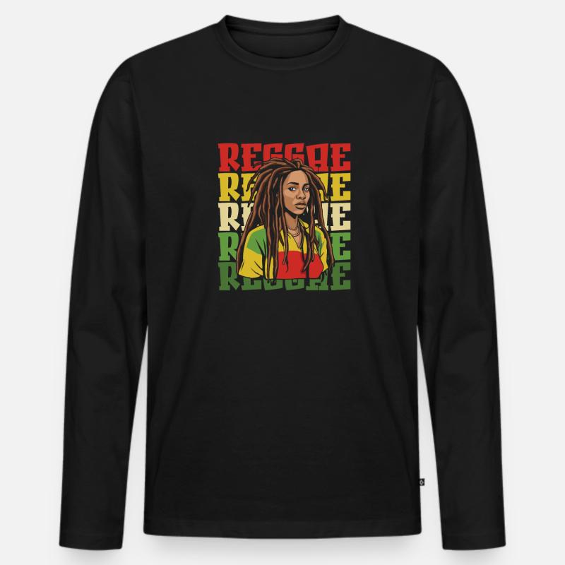 Reggae - Männer Premium Bio Langarmshirt - Schwarz