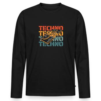 Techno Raver - Men's Premium Organic Long Sleeve Shirt - black - Front - Nico (187cm)