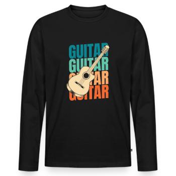 Acoustic Guitar - Men's Premium Organic Long Sleeve Shirt - black - Front - Nico (187cm)