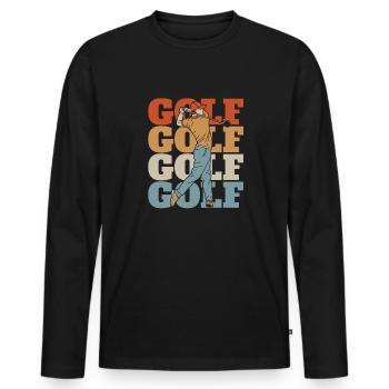 Golf Golfer Golfen - Männer Premium Bio Langarmshirt - Schwarz - Vorne - Nico (187cm)