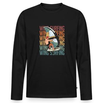 Wing Surf Wing Foil - Männer Premium Bio Langarmshirt - Schwarz - Vorne - Nico (187cm)