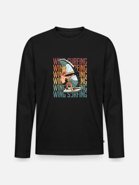 Wing Surf Wing Foil - Men's Premium Organic Long Sleeve Shirt - black