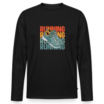 Runner Jogger Runner Running - Men's Premium Organic Long Sleeve Shirt - black - Front - Nico (187cm)