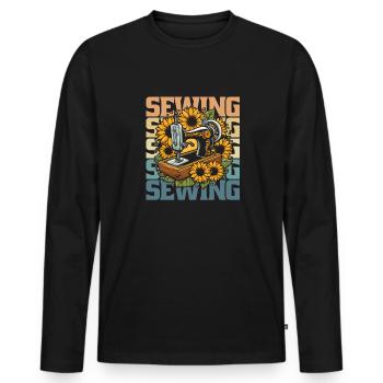 Sewing Sewing Machine - Men's Premium Organic Long Sleeve Shirt - black - Front - Nico (187cm)