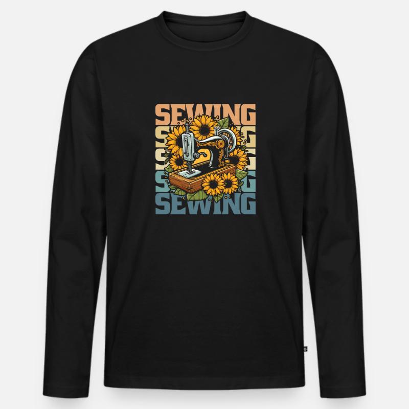 Nähen Nähmaschine - Männer Premium Bio Langarmshirt - Schwarz