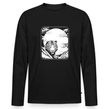 Tiger Japan Cherry Blossom Moon - Männer Premium Bio Langarmshirt - Schwarz - Vorne - Nico (187cm)