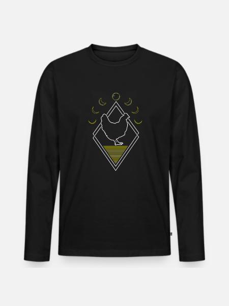 Chicken Hen Abstract Moon Phases - Men's Premium Organic Long Sleeve Shirt - black
