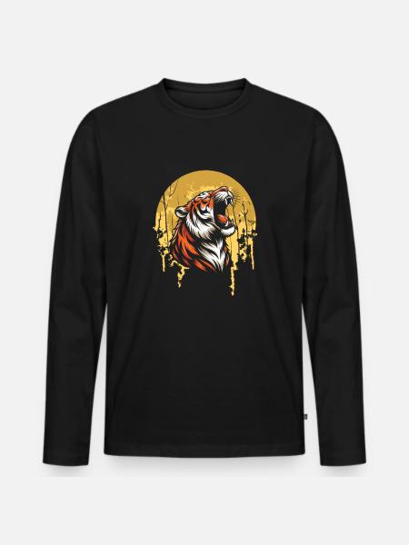 Tiger Moon Howling - Men's Premium Organic Long Sleeve Shirt - black