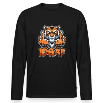 Tigre Idgaf - T-shirt manches longues Premium bio Homme - noir - Devant - Nico (187cm)