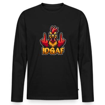 poule poule je m’en fous d’un idgaf - T-shirt manches longues Premium bio Homme - noir - Devant - Nico (187cm)