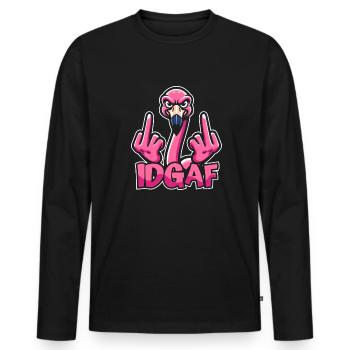 Flamingo Es Ist Mir Scheißegal Idgaf - Männer Premium Bio Langarmshirt - Schwarz - Vorne - Nico (187cm)