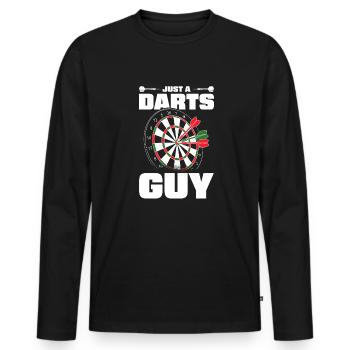 Dart Dartspieler Just A Darts Guy - Männer Premium Bio Langarmshirt - Schwarz - Vorne - Nico (187cm)