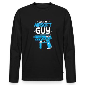 Airsoft Just An Airsoft Guy - Männer Premium Bio Langarmshirt - Schwarz - Vorne - Nico (187cm)
