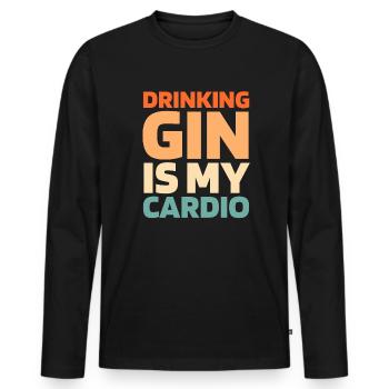 Gin Citation cardio drôle - T-shirt manches longues Premium bio Homme - noir - Devant - Nico (187cm)