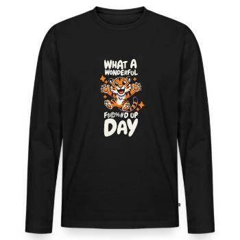 Tiger Fucked Up Day - Men's Premium Organic Long Sleeve Shirt - black - Front - Nico (187cm)