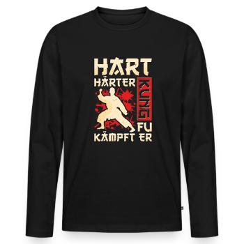 Kung-fu - T-shirt manches longues Premium bio Homme - noir - Devant - Nico (187cm)
