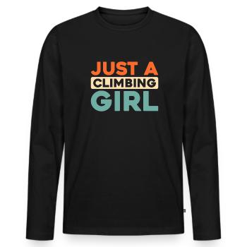 Grimpeuse d’escalade juste une grimpeuse - T-shirt manches longues Premium bio Homme - noir - Devant - Nico (187cm)