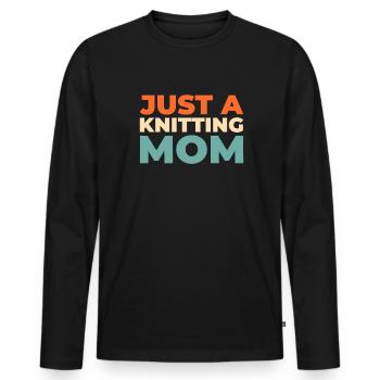 Frappée juste une maman tricoteuse - T-shirt manches longues Premium bio Homme - noir - Devant - Nico (187cm)