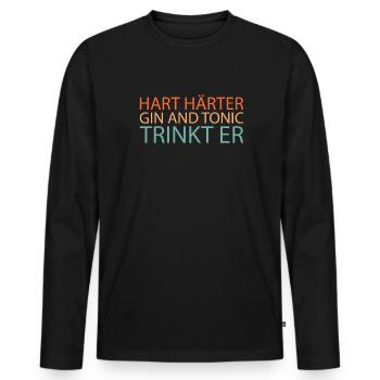 Gin - Männer Premium Bio Langarmshirt - Schwarz - Vorne - Nico (187cm)