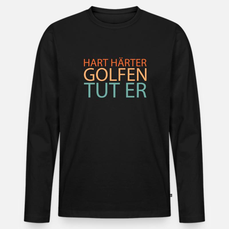 Golf Golfer Golfen - Männer Premium Bio Langarmshirt - Schwarz