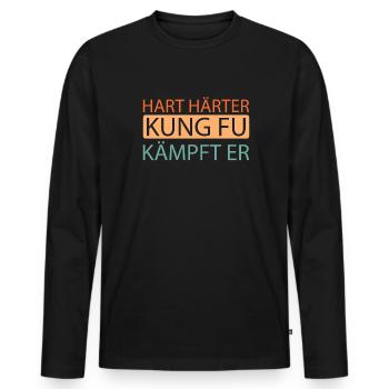 Kung Fu - Men's Premium Organic Long Sleeve Shirt - black - Front - Nico (187cm)