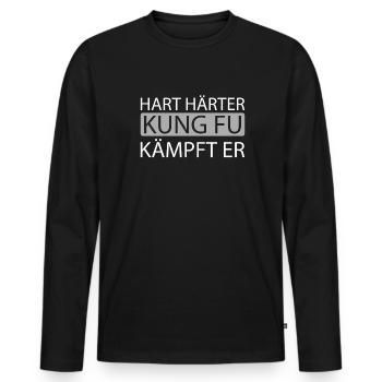 Kung-fu - T-shirt manches longues Premium bio Homme - noir - Devant - Nico (187cm)