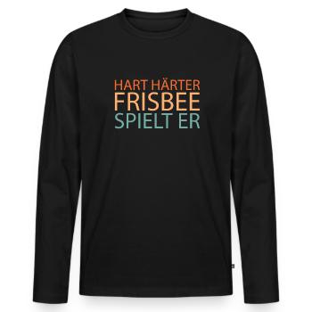 Frisbee - Men's Premium Organic Long Sleeve Shirt - black - Front - Nico (187cm)