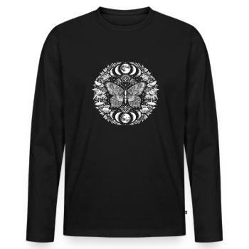 Fairycore Mushrooms Luna Moth - Men's Premium Organic Long Sleeve Shirt - black - Front - Nico (187cm)