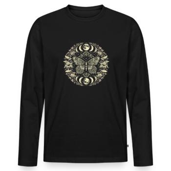 Fairycore Mushrooms Luna Moth - Men's Premium Organic Long Sleeve Shirt - black - Front - Nico (187cm)