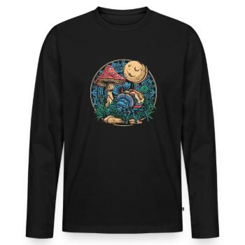 Fairycore Mushrooms Luna Moth - Men's Premium Organic Long Sleeve Shirt - black - Front - Nico (187cm)