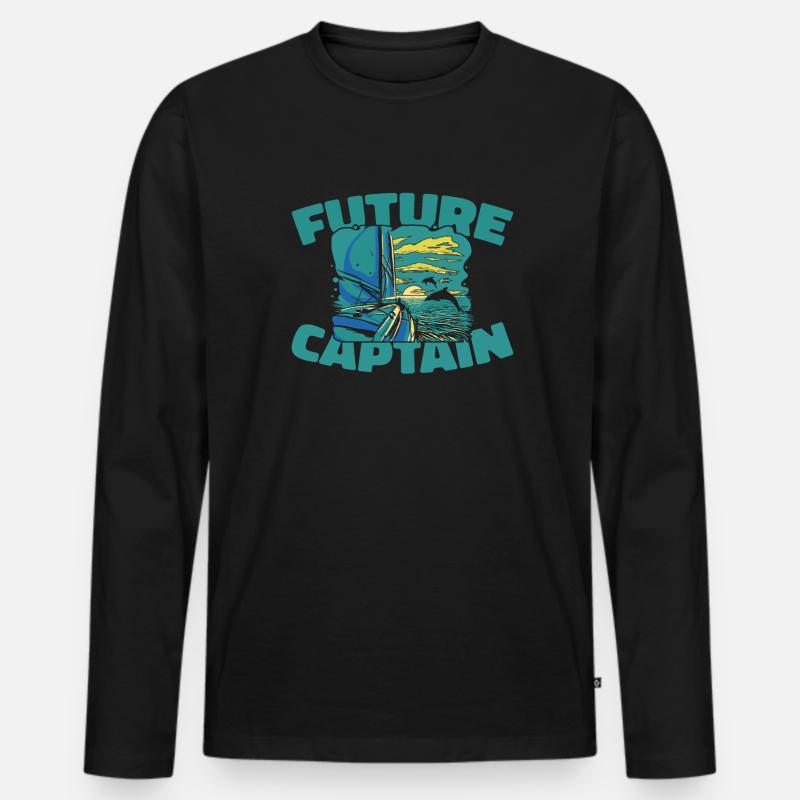 Segeln Segler Segelboot Future Captain - Männer Premium Bio Langarmshirt - Schwarz