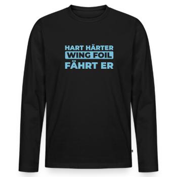 Wing Surf Wing Foil - Männer Premium Bio Langarmshirt - Schwarz - Vorne - Nico (187cm)