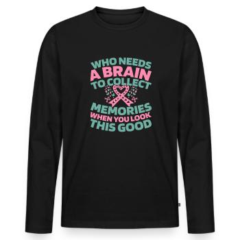 Maladie d’Alzheimer - T-shirt manches longues Premium bio Homme - noir - Devant - Nico (187cm)