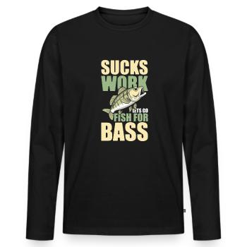 Pêche à la perche Pêcheur à la perche - T-shirt manches longues Premium bio Homme - noir - Devant - Nico (187cm)