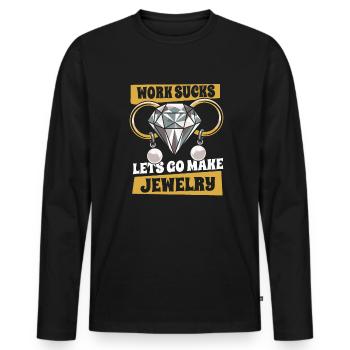 Fabrication de bijoux - T-shirt manches longues Premium bio Homme - noir - Devant - Nico (187cm)